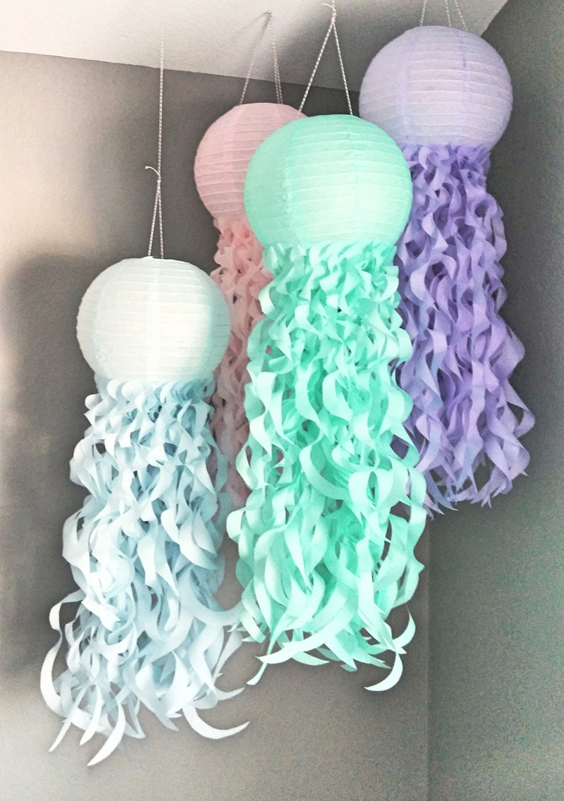 Mermaid Party jellyfish lanterns, Under the sea party, pastel jellyfish lanterns, octopus lanterns