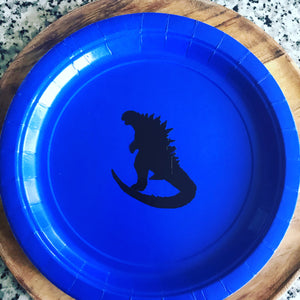 Blue Godzilla Paper Plates| Godzilla Birthday Party Table Setting