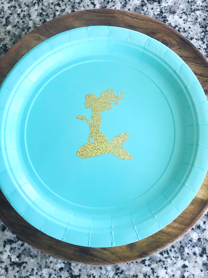 gold foil mermaid plates