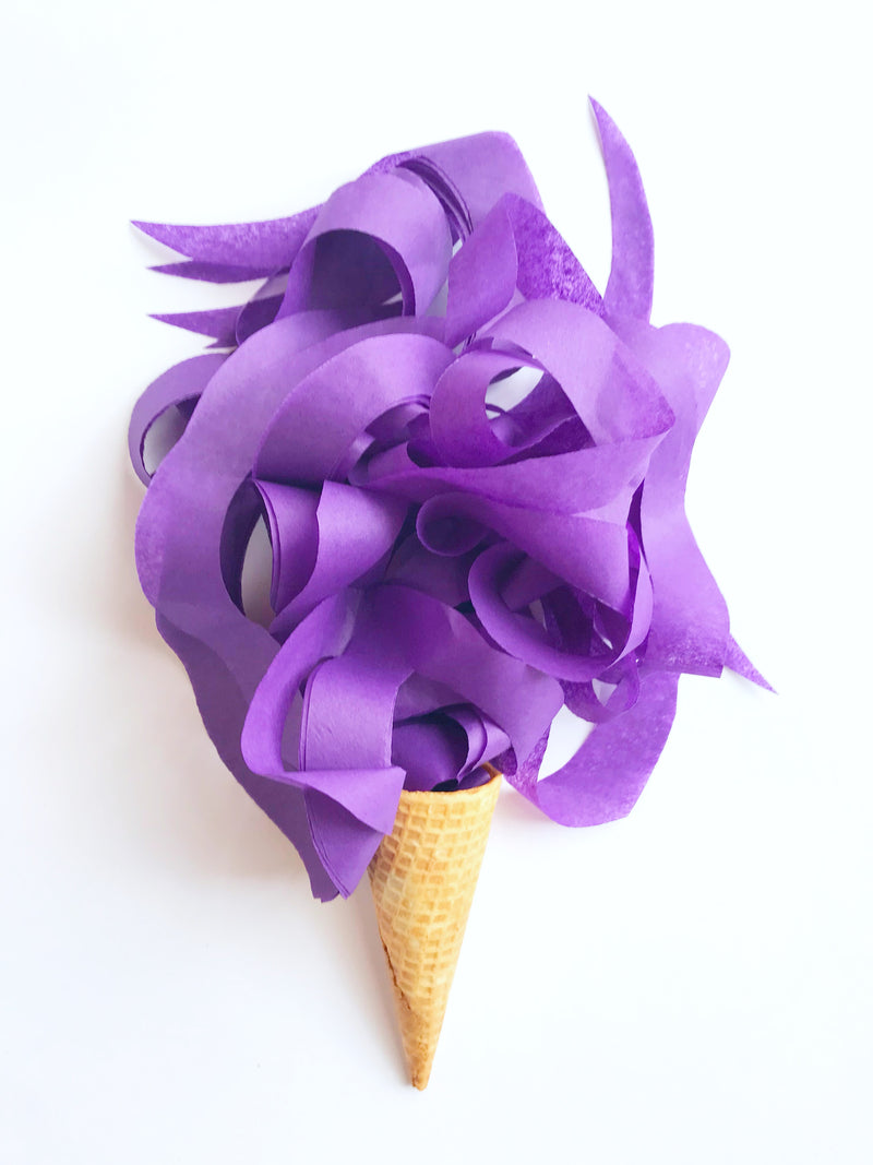 purple curly tissue paper strands