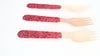 red wooden glitter forks