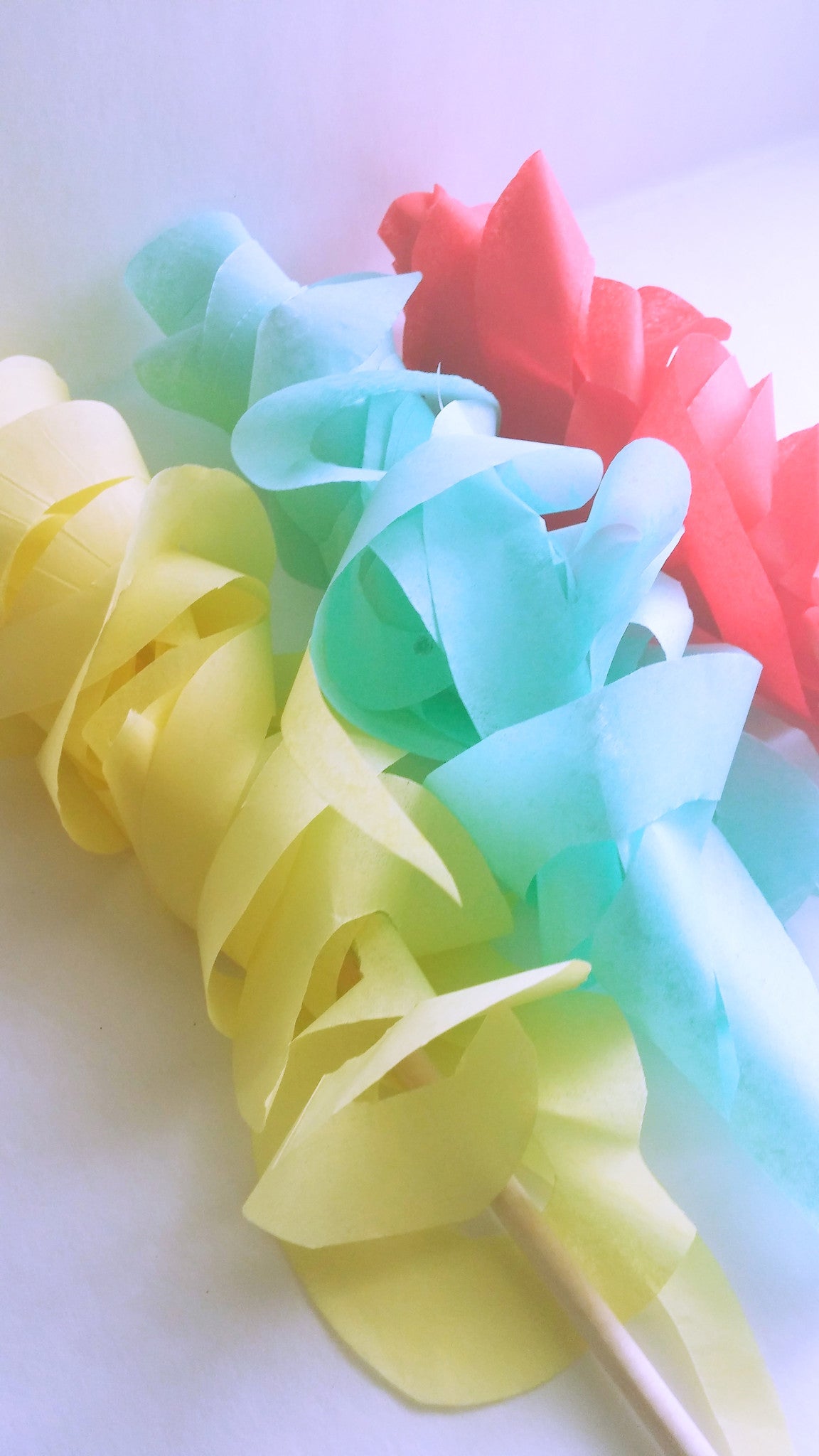 Red, Aqua and Yellow Paper Wand Streamers