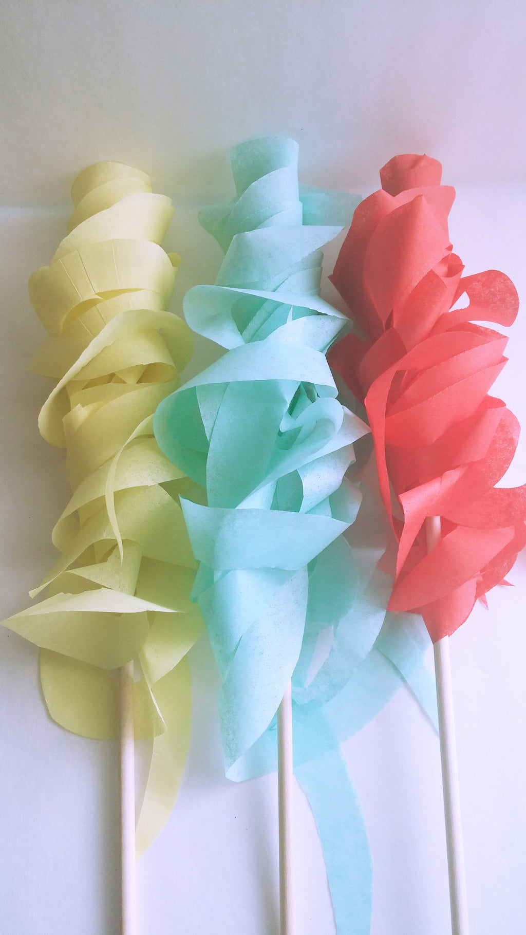 Red, Aqua and Yellow Paper Wand Streamers