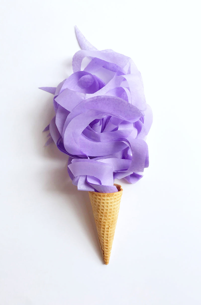 Soft lavender curly tissue paper for gift bags and product packaging