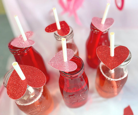 glitter heart straws