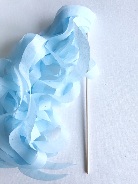 light blue paper streamers, wedding send off