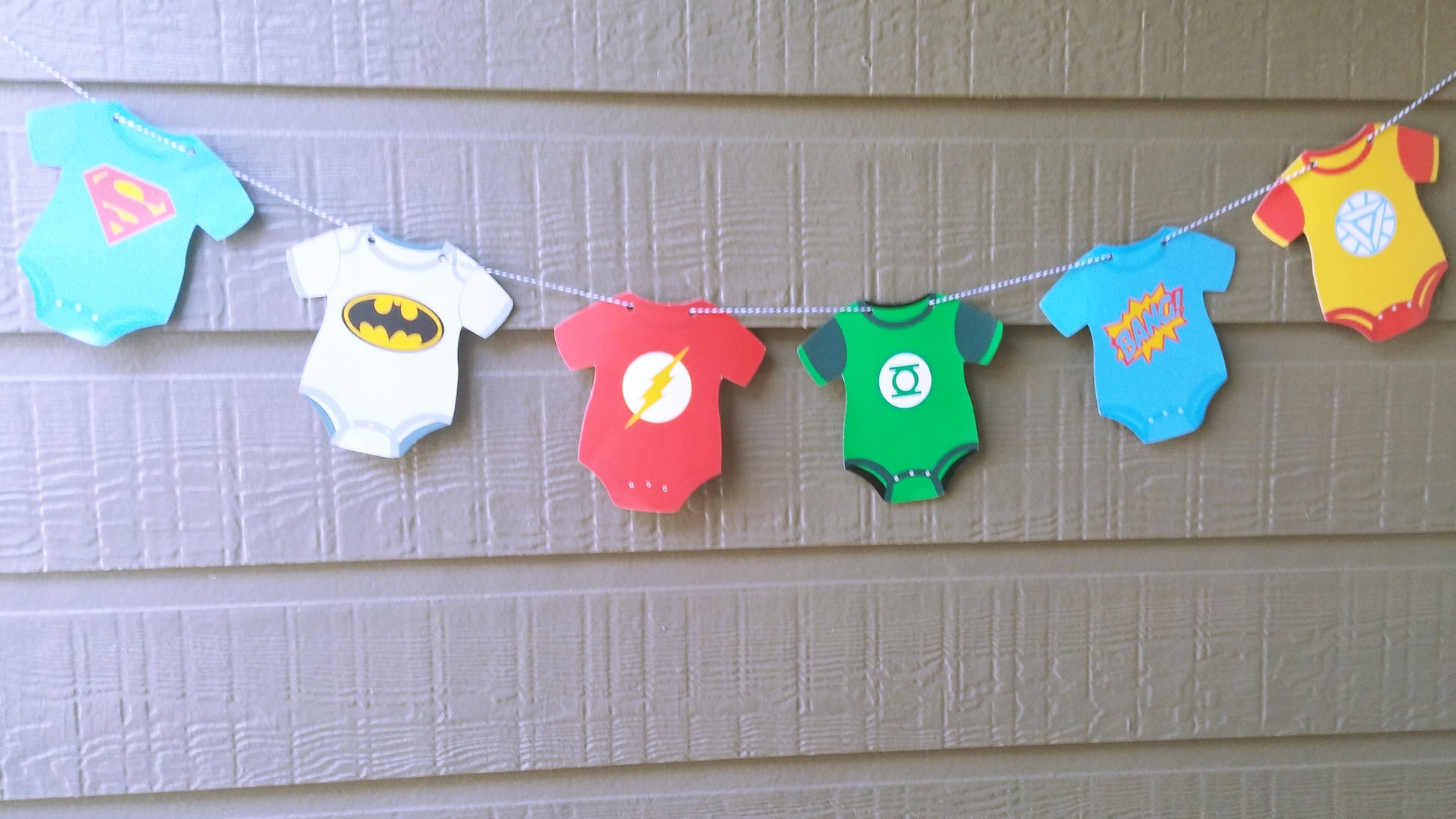 baby onsie super hero baby bunting garland