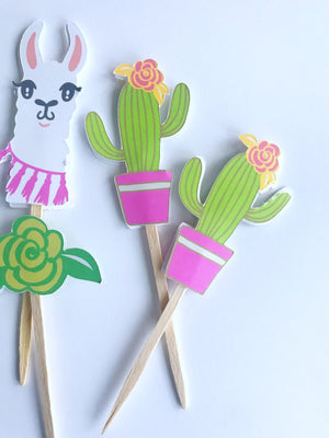 llama party cupcake toppers