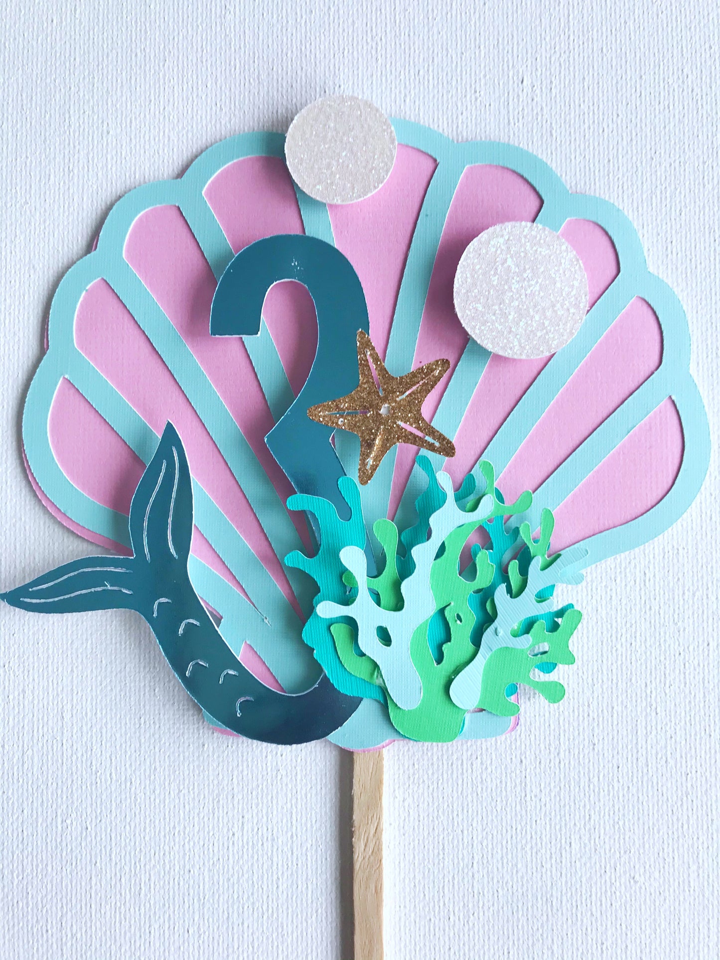 mermaid cake topper, 3rd birthday