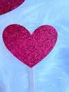 red glitter heart picks