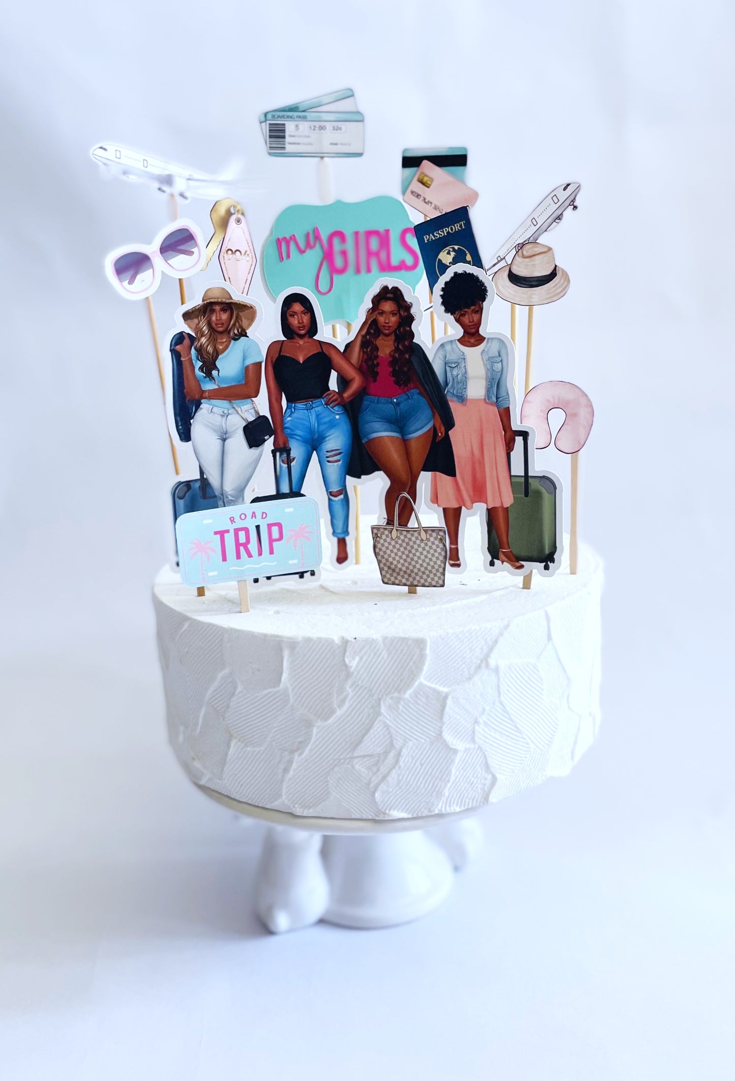 Girls Trip Cake Topper Set| Road Trip| Fun Girl Vacation| People Of Color