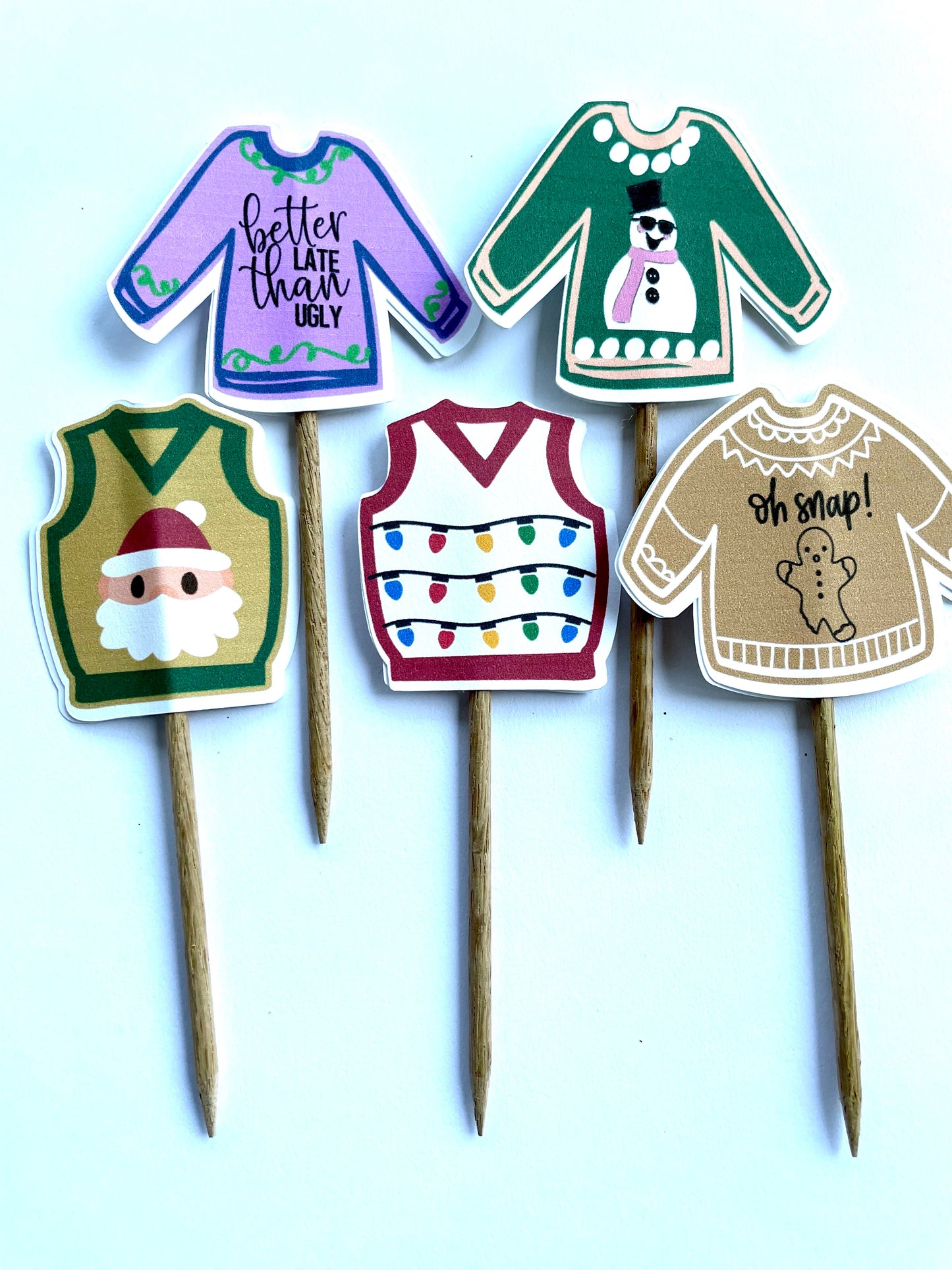 Ugly Christmas Sweater Cupcake Toppers