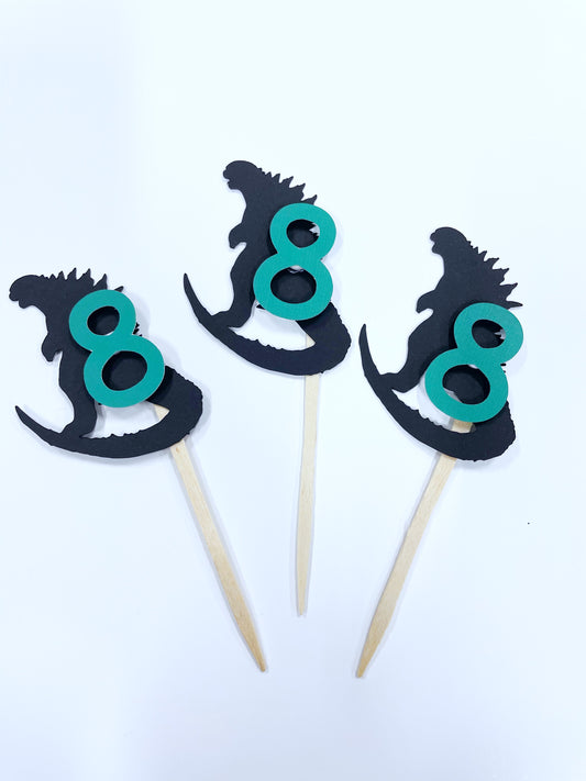 godzilla cupcake toppers