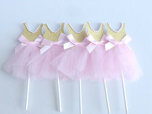 Pink Princess Dress Cupcake Toppers